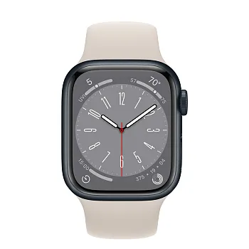 Apple Watch Series 8 GPS 41mm Midnight Aluminum Case w. Starlight Sport Band S/M (MNPC3+MPLQ3) - ITMag