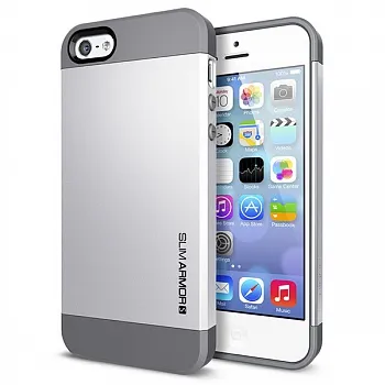 Пластиковая накладка SGP iPhone 5S/5 Case Slim Armor S Satin Silver (SGP10476) - ITMag