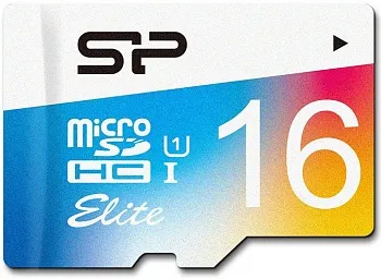 карта памяти Silicon Power 16 GB microSDHC Class 10 UHS-I Elite Color + SD adapter SP016GBSTHBU1V20-SP - ITMag
