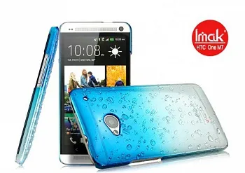 Пластиковая накладка IMAK Colorful Raindrop Series для HTC One / M7 (+ пленка) (Голубой) - ITMag