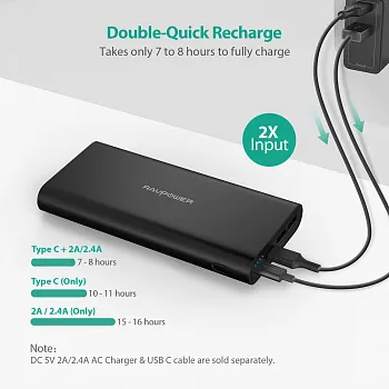 RAVPower 26800mAh 2017Q4 Upgraded Dual Input Portable Charger (RP-PB067) - ITMag