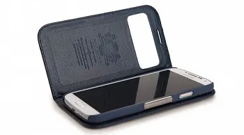 Кожаный чехол Nuoku Luxe series (книжка) для Samsung i9500 Galaxy S4 (+ пленка) (Синий) - ITMag