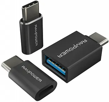 RAVPower USB C Adapter [3 in 1 Pack] USB C to Micro USB, USB C to USB 3.0 Adapter, Data Transfer (RP-PC007) - ITMag