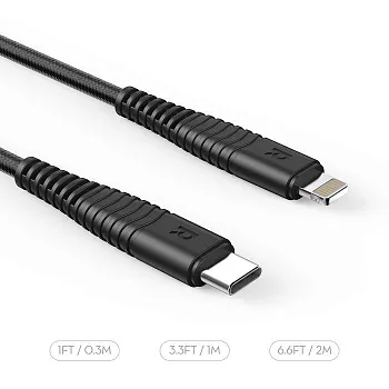 RAVPower Type-C To Lightning 3.3FT/1M Cable - Black (RP-CB020) - ITMag