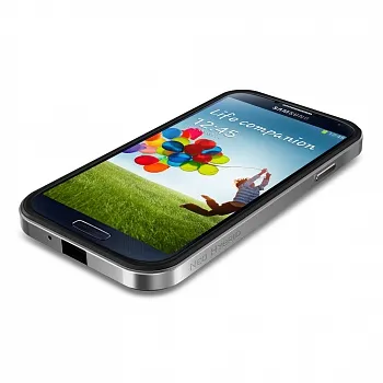 Чехол SGP Neo Hybrid Series для Samsung i9500 Galaxy S4 (+ наклейка на кнопку) (Серебряный / Satin S - ITMag