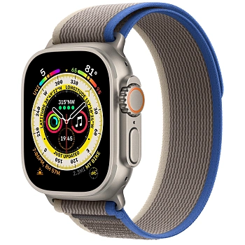 Apple Watch Ultra GPS + Cellular 49mm Titanium Case with Blue/Gray Trail Loop - S/M (MNHE3/MNHL3) - ITMag