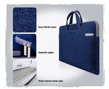 Сумка для ноутбука EGGO Cartinoe Jean Series для MacBook Air Pro 13.3 (Синяя / Blue) - ITMag