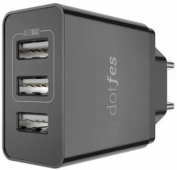 Сетевое зарядное устройство Dotfes 3-Port USB Home Charger C05 2.4A Max черный (DF-C05-HC-BL) - ITMag