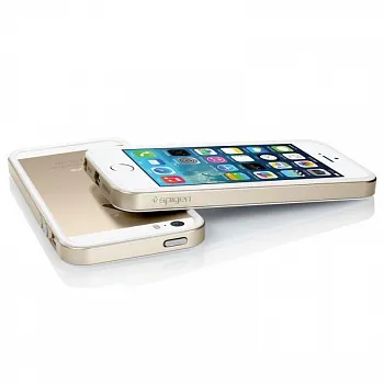 Бампер SGP Neo Hybrid EX Slim Metal Series для Apple iPhone 5/5S (+ пленка) (Золотой / Champagne Gold) (SGP10605) - ITMag