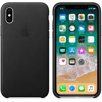 Apple iPhone X Leather Case - Black (MQTD2) - ITMag