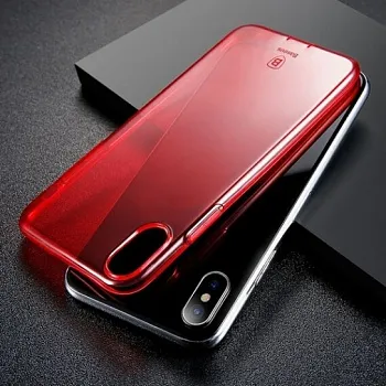 TPU чехол Baseus Simple Ultrathin для Apple iPhone X (5.8") с заглушкой (Красный / Transparent Red) (ARAPIPHX-A09) - ITMag