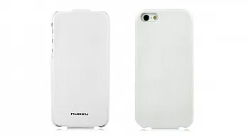 Кожаный чехол Nuoku Elite (флип) для Apple iPhone 5/5S (+пленка) (Белый) - ITMag