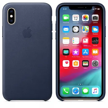 Apple iPhone XS Leather Case - Midnight Blue (MRWN2) - ITMag