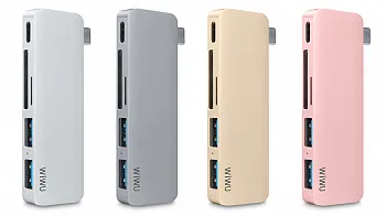 WIWU Adapter T6 USB-C to USB-C+SD+2xUSB3.0 HUB Gray - ITMag