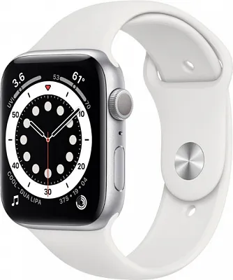 Apple Watch Series 6 GPS 44mm Silver Aluminum Case w. White Sport B. (M00D3) - ITMag