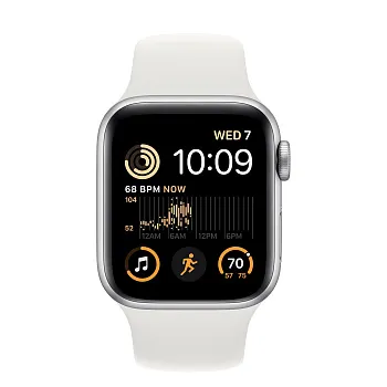 Apple Watch SE 2 GPS 44mm Silver Aluminum Case with White Sport Band - M/L (MNTJ3) - ITMag