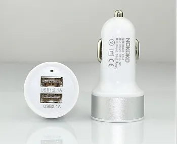 Автомобильное зарядное утройство EGGO 2 USB 2.1A White/Silver - ITMag
