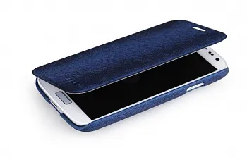 Кожаный чехол (книжка) ROCK Big City для Samsung i9500 Galaxy S4 (Синий / Dark Blue) - ITMag
