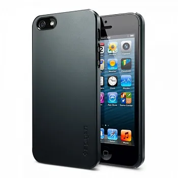 Пластиковая накладка SGP Ultra Thin Air Series для Apple iPhone 5/5S (+ пленка) (Серый / Metal Slate) - ITMag