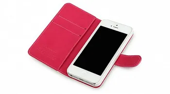 Кожаный чехол Nuoku Grace (книжка) для Apple iPhone 5C (+ пленка) (Розовый) - ITMag