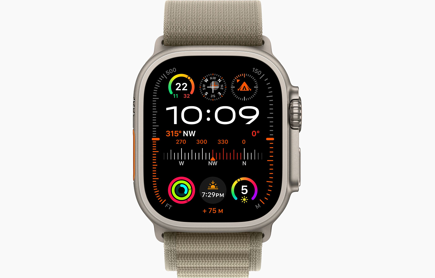 Apple Watch Ultra 2 GPS + Cellular 49mm Titanium Case with Olive Alpine Loop - Medium (MREY3) - ITMag