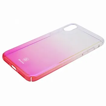 Пластиковая накладка Baseus Glaze Ultrathin для Apple iPhone X (5.8") (Розовый / Transparent pink) (WIAPIPHX-GC04) - ITMag
