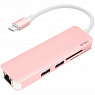 WIWU Adapter T4 USB-C to USB-C+RJ45+SD+2xUSB3.0 HUB Rose Gold (96957815504831) - ITMag