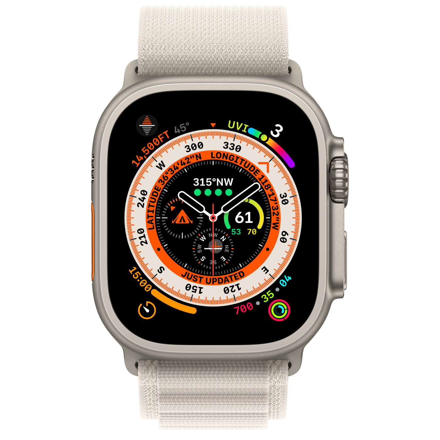 Apple Watch Ultra GPS + Cellular 49mm Titanium Case with Starlight Alpine Loop - Small (MQEY3/MQFQ3) - ITMag