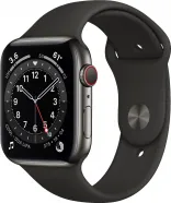 Apple Watch Series 6 GPS + Cellular 44mm Graphite Stainless Steel Case w. Black Sport B. (M07Q3)