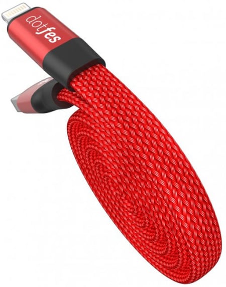Кабель Dotfes Lightning to USB A09 Self-Rolling Red (DF-A09-UC-RE) - ITMag