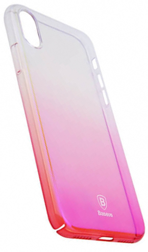 Пластиковая накладка Baseus Glaze Ultrathin для Apple iPhone X (5.8") (Розовый / Transparent pink) (WIAPIPHX-GC04) - ITMag