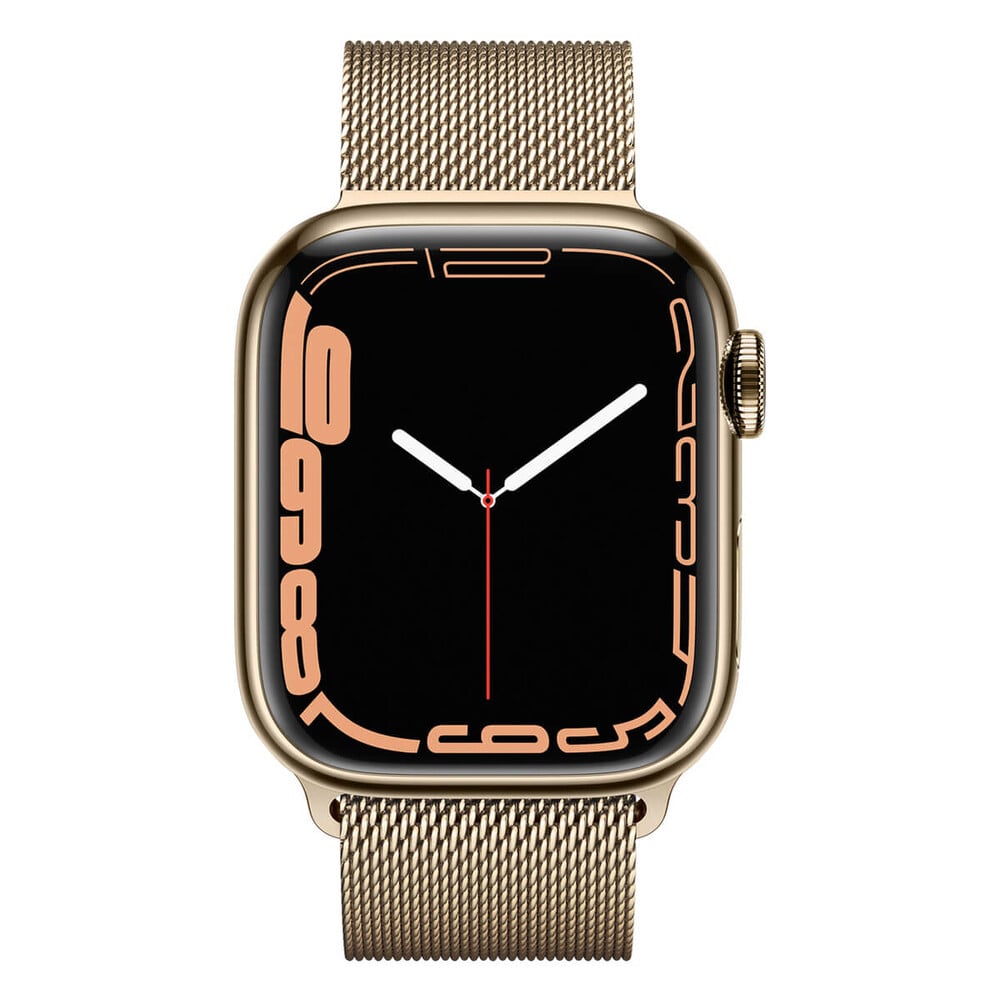 Apple Watch Series 7 GPS + Cellular 45mm Gold Stainless Steel Case with Gold Milanese Loop (MKJG3) - ITMag