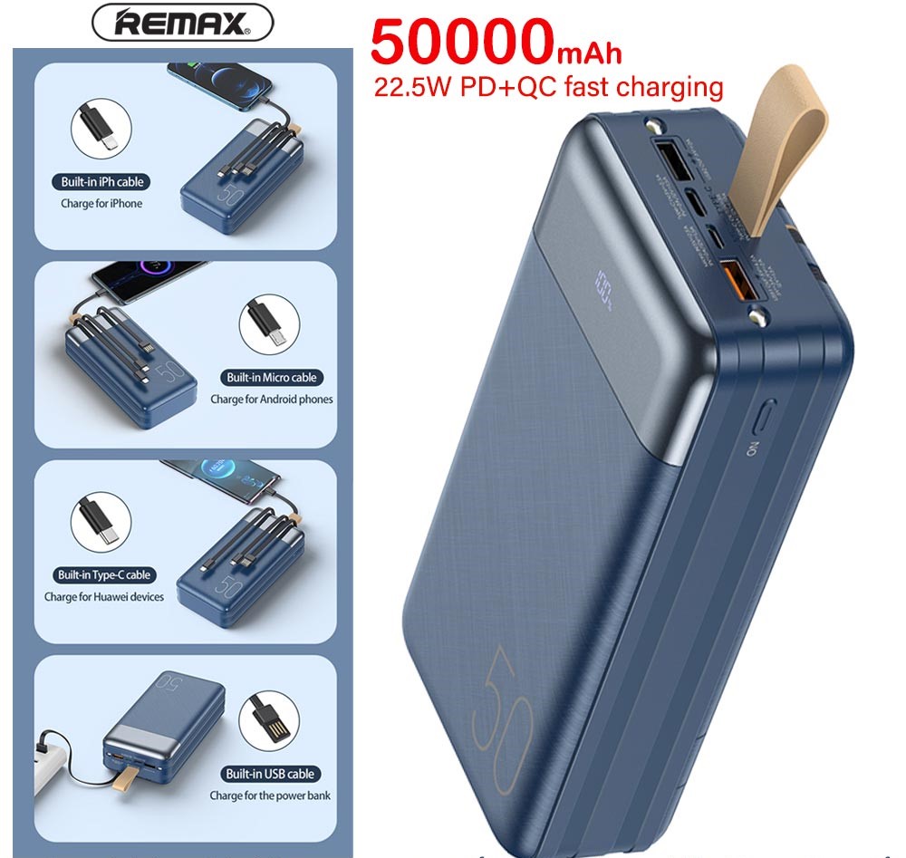 REMAX Hunergy 50000mAh QC 22.5W LED Blue (RPP-200) - ITMag