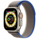 Apple Watch Ultra GPS + Cellular 49mm Titanium Case with Blue/Gray Trail Loop - M/L (MQF33/MQEJ3)