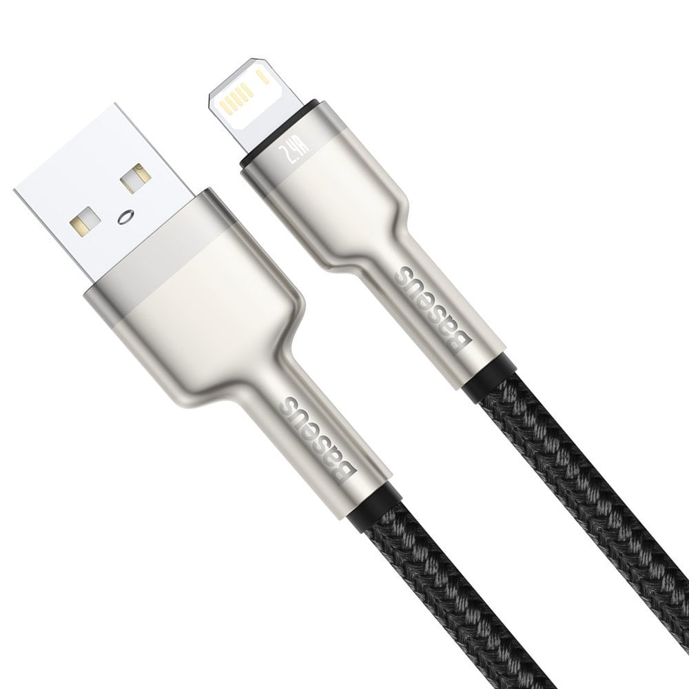 Кабель Lightning Baseus Cafule Series Metal Data Cable USB to IP 2.4A 1m Black (CALJK-A01) - ITMag