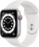 Apple Watch Series 6 GPS + Cellular 44mm Silver Aluminum Case w. White Sport B. (M07F3)