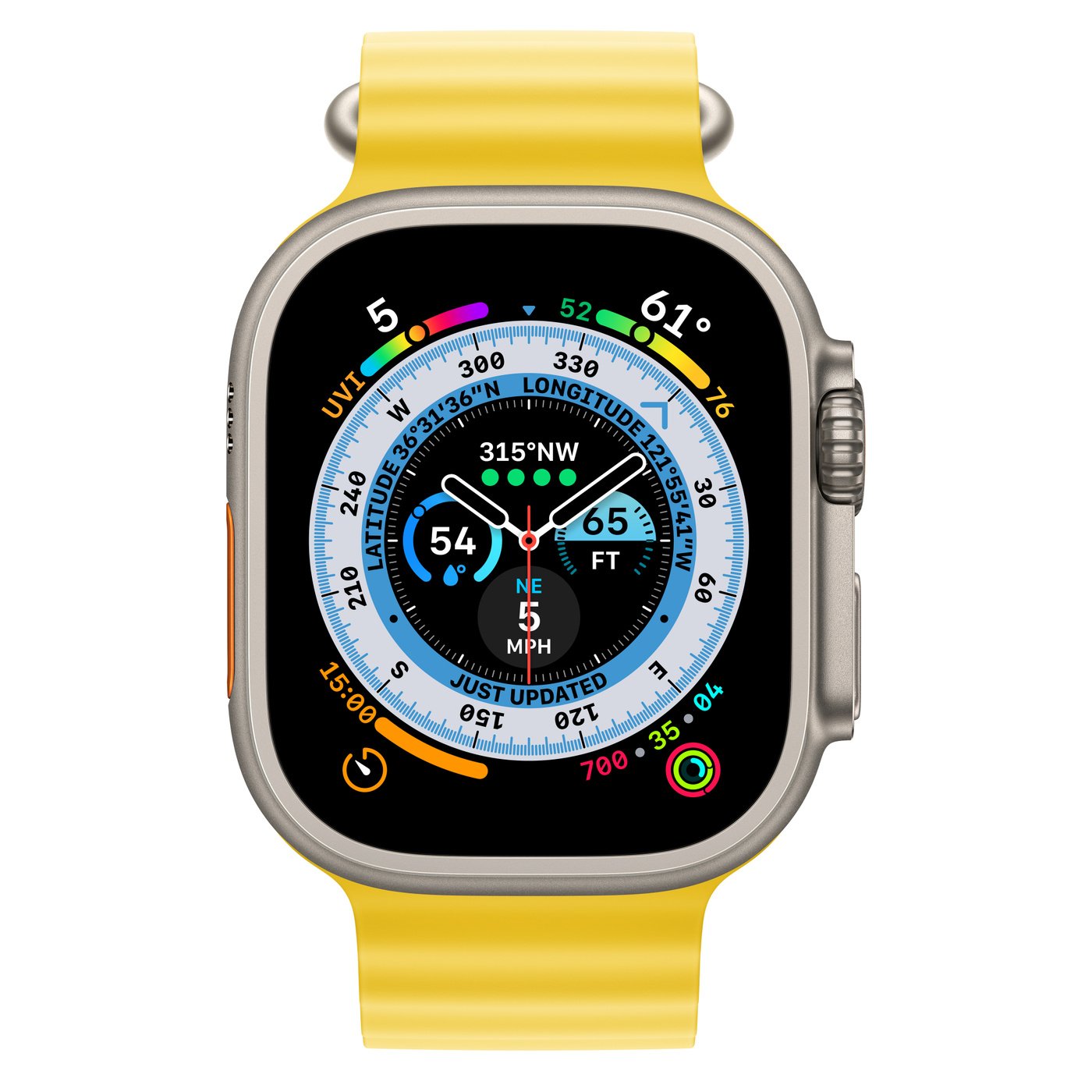 Apple Watch Ultra GPS + Cellular 49mm Titanium Case with Yellow Ocean Band (MNH93/MNHG3) - ITMag