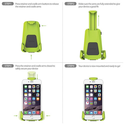 iOttie Active Edge Bike & Bar Mount for iPhone 6 (4.7)/ 5s/ 5c/4s,Galaxy S6/S6 Edge/S5 Electric Lime (HLBKIO102GN) - ITMag