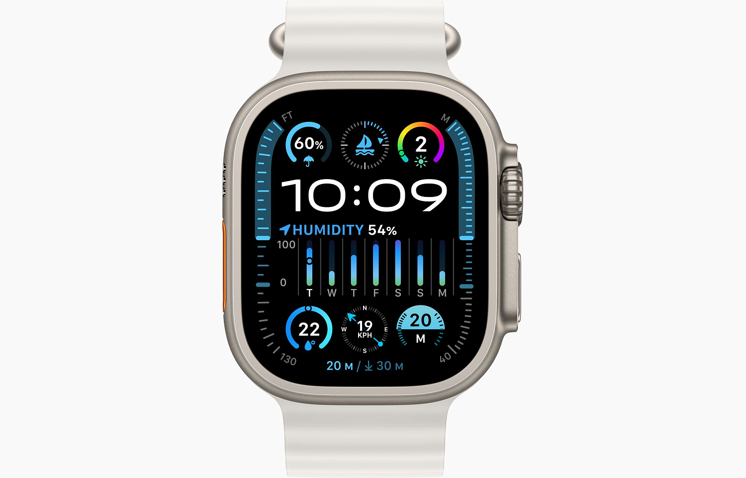 Apple Watch Ultra 2 GPS + Cellular 49mm Titanium Case with White Ocean Band (MREJ3) - ITMag