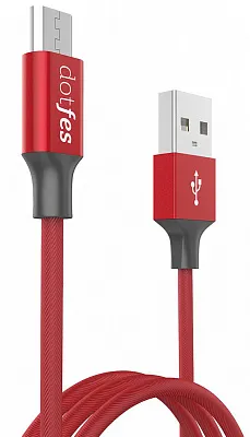 Кабель Dotfes MicroUSB to USB A01M Cloth Texture красный (DF-A01M-UC-RE) - ITMag